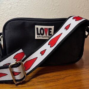 Brighton Black Crossbody Bag with Heart Strap Travel Purse NEW